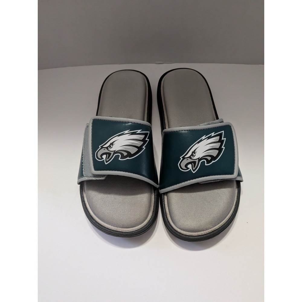 Philadelphia Eagles NFL Slide Sandals Mens Medium 9-10 Midnight Green Grey Logo